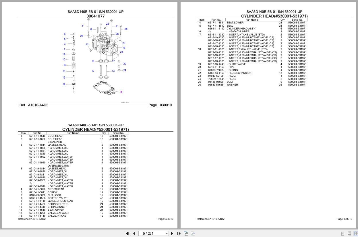 Komatsu Engine SAA6D140E 5B 01 530001 UP Parts Catalog (2)