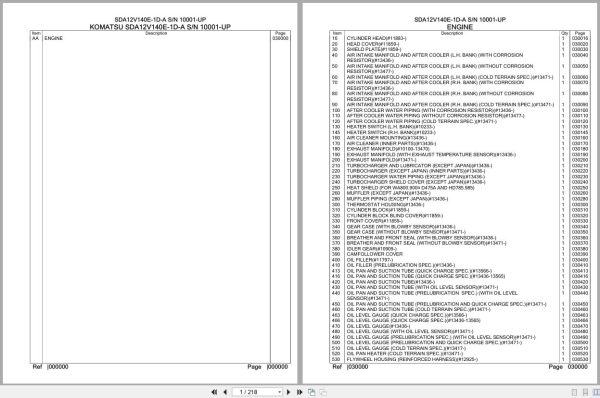 Komatsu Engine SDA12V140E 1D A 10001 UP Parts Catalog (1)