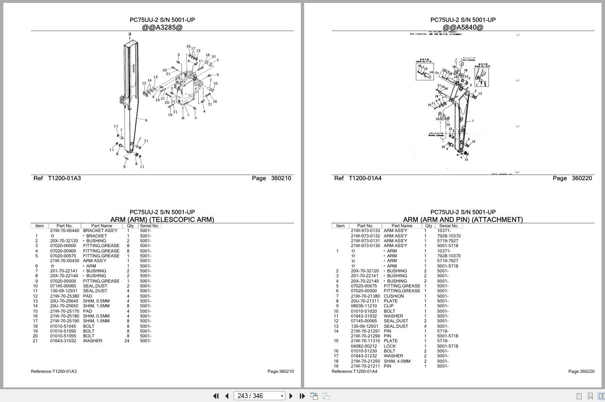 Komatsu Excavator PC75UU 2 SN 5001 UP Parts Catalog 3