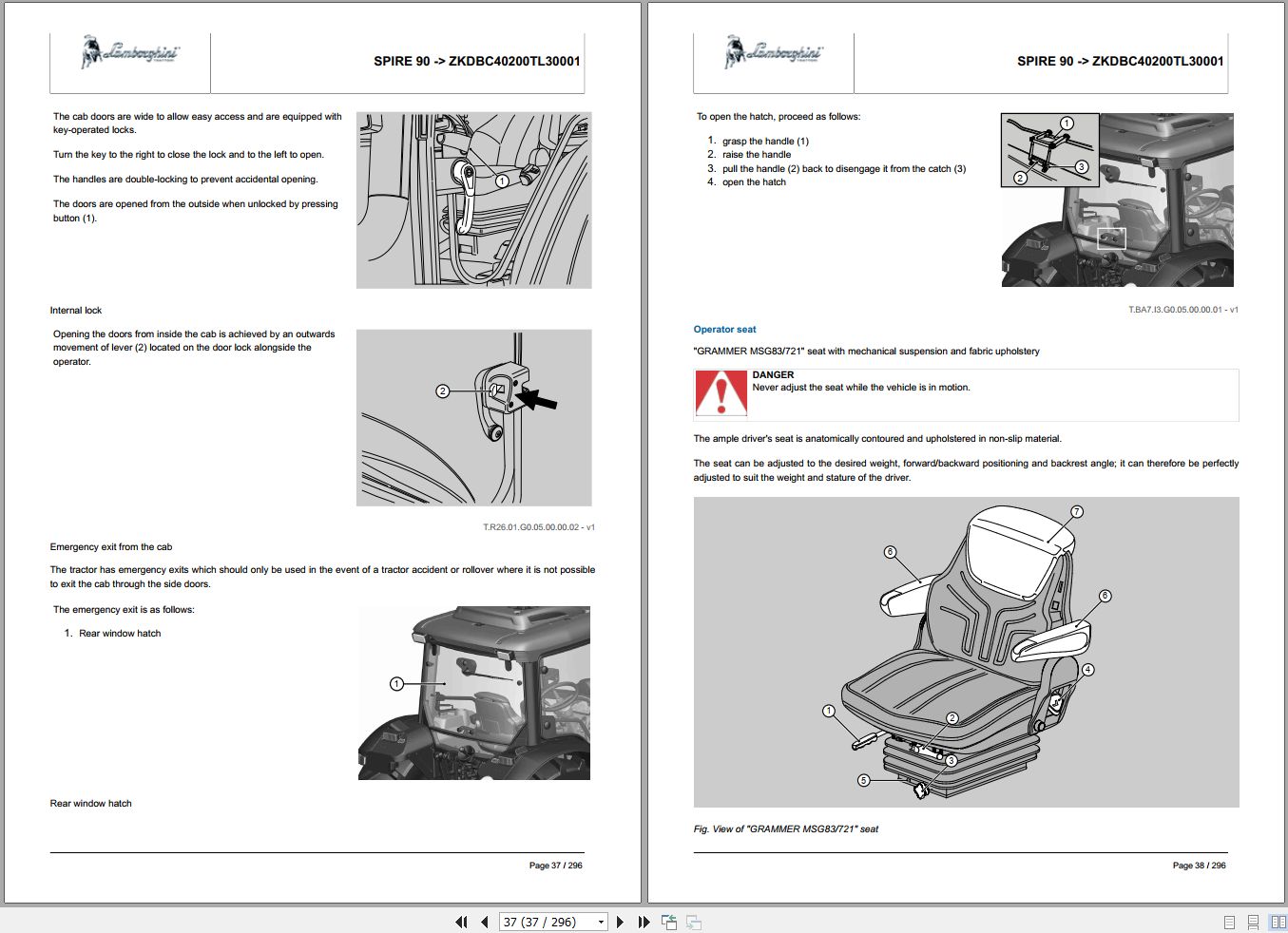 Lamborghini Tractor SPIRE 90 ZKDBC40200TL30001 Operator Manual 2