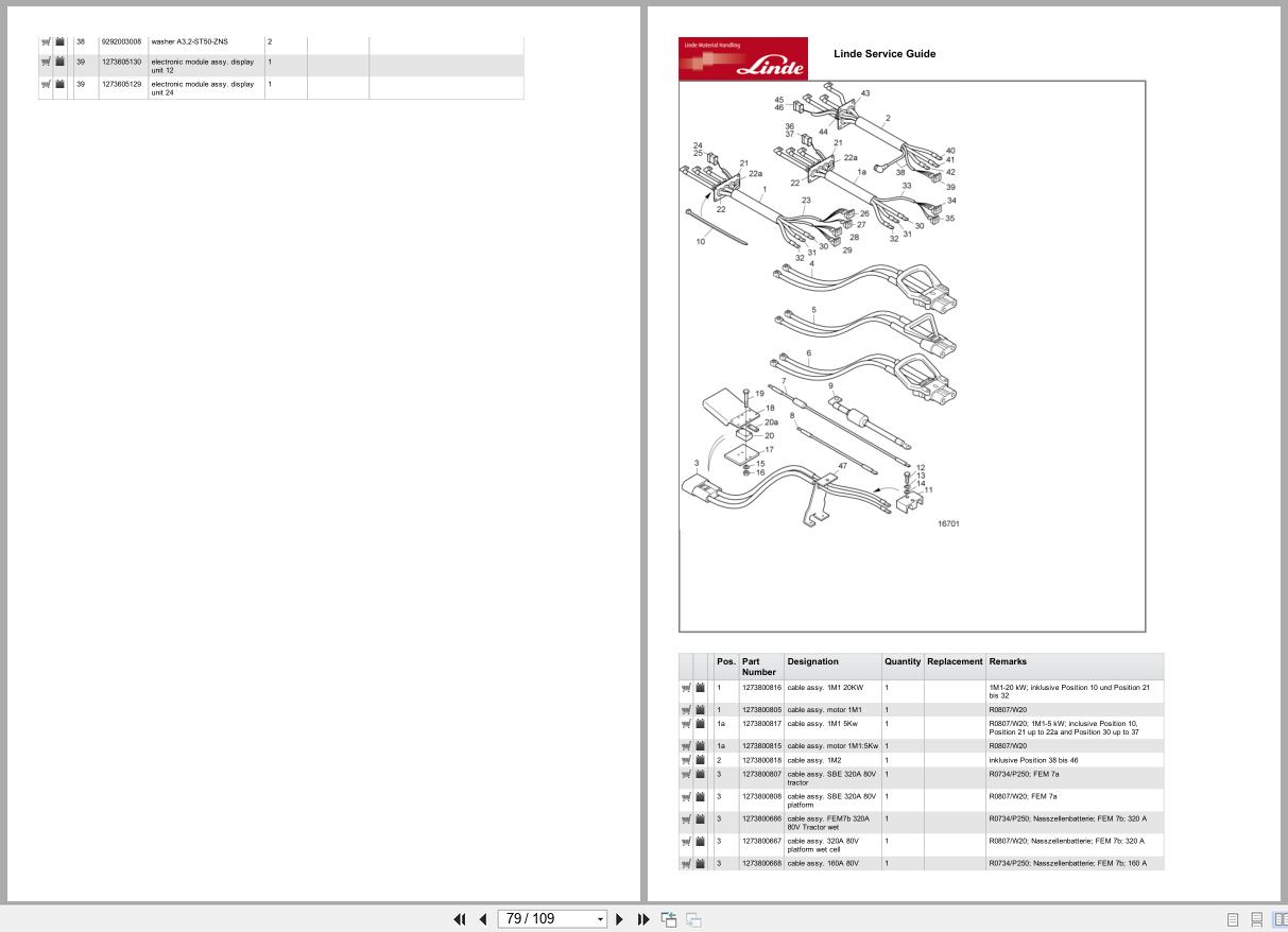 Linde Electric Tractor Platform Truck W Series W127 02 Parts Catalog (2)