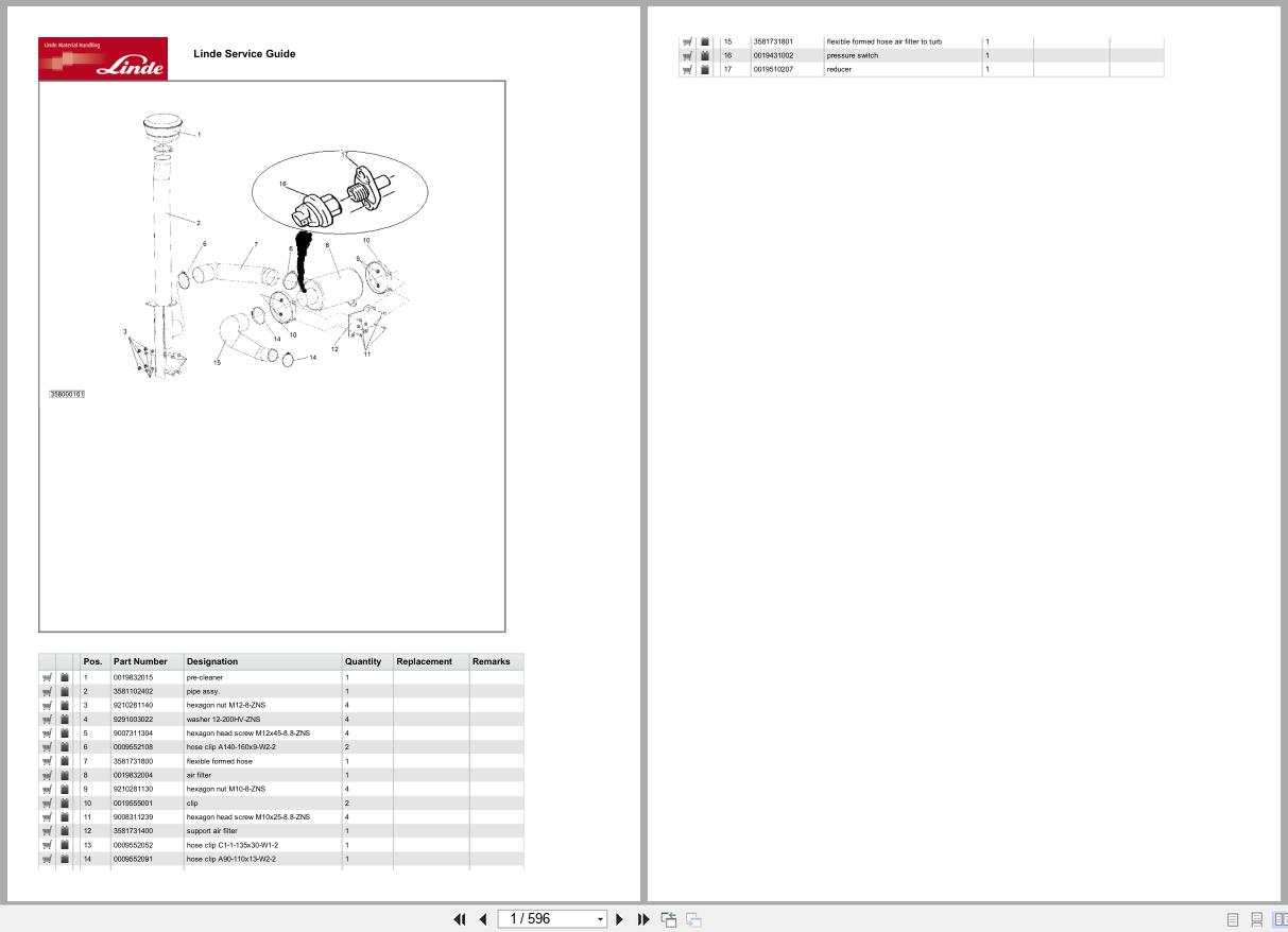Linde Forklift HT Series HT358 01 HT120 HT150 HT160 HT180 Parts Catalog (1)