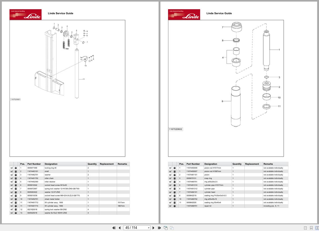 Linde Forklift ML Series ML1167 03 Parts Catalog (2)