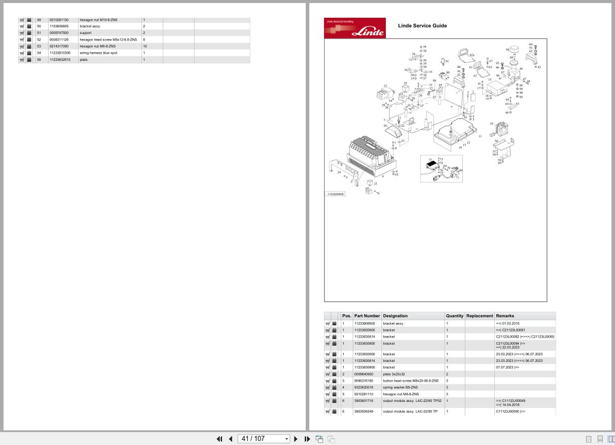 Linde Forklift R Series R1123 02 Parts Catalog (2)