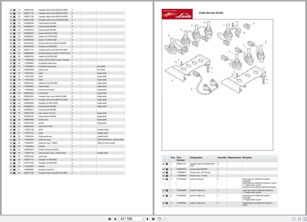 Linde Forklift R Series R115 03 R14G 03 R16G 03 R20G 03 Parts Catalog (2)