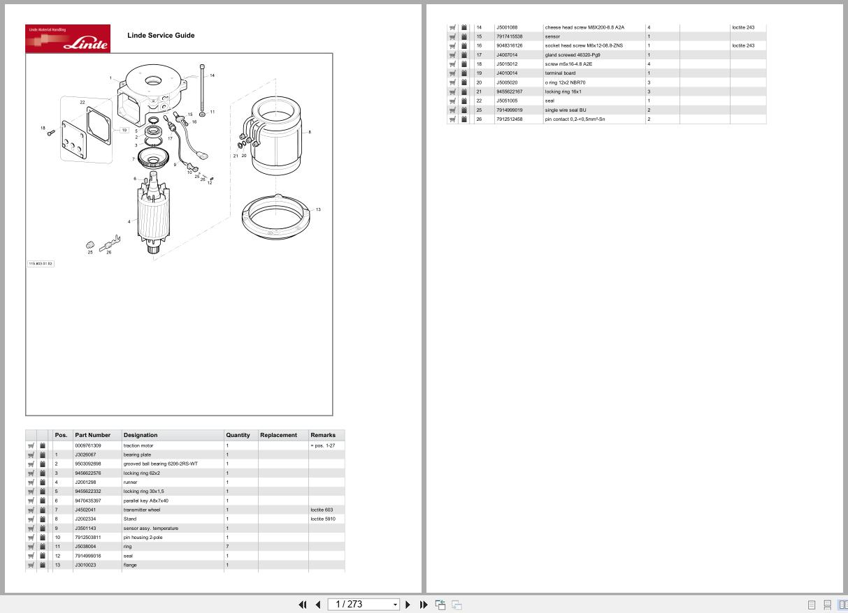 Linde Forklift R Series R115 12 Parts Catalog (1)