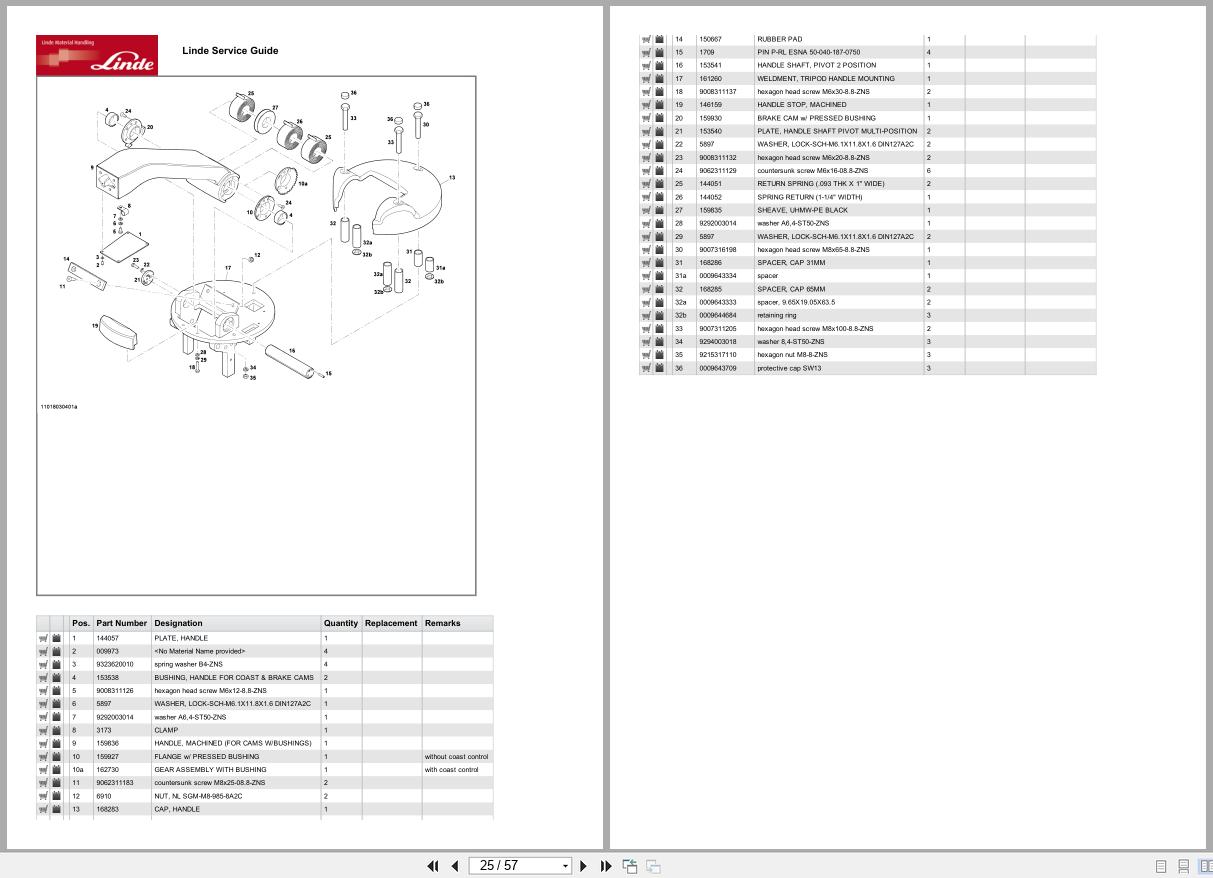 Linde Forklift T Series T1101 01 EW27 EWR36 Parts Catalog (2)