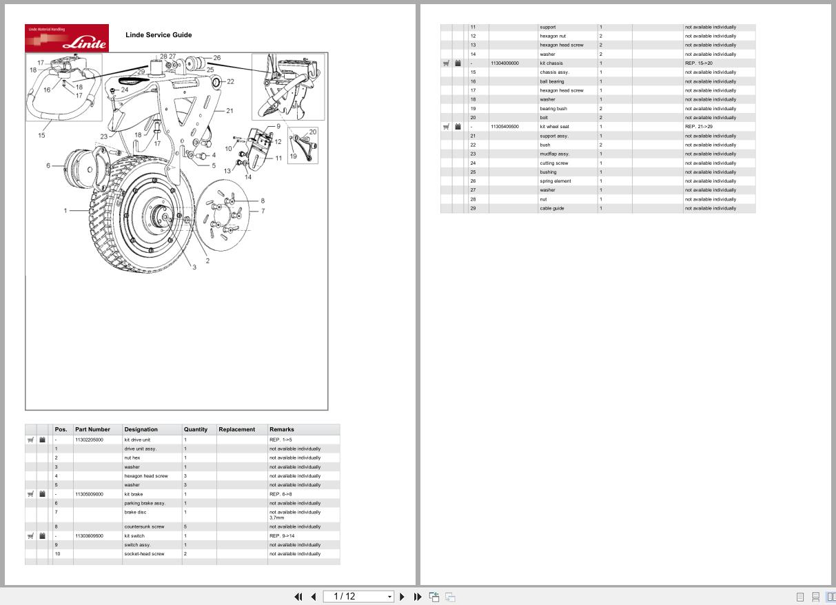 Linde Forklift T Series T1130 01 Parts Catalog (1)