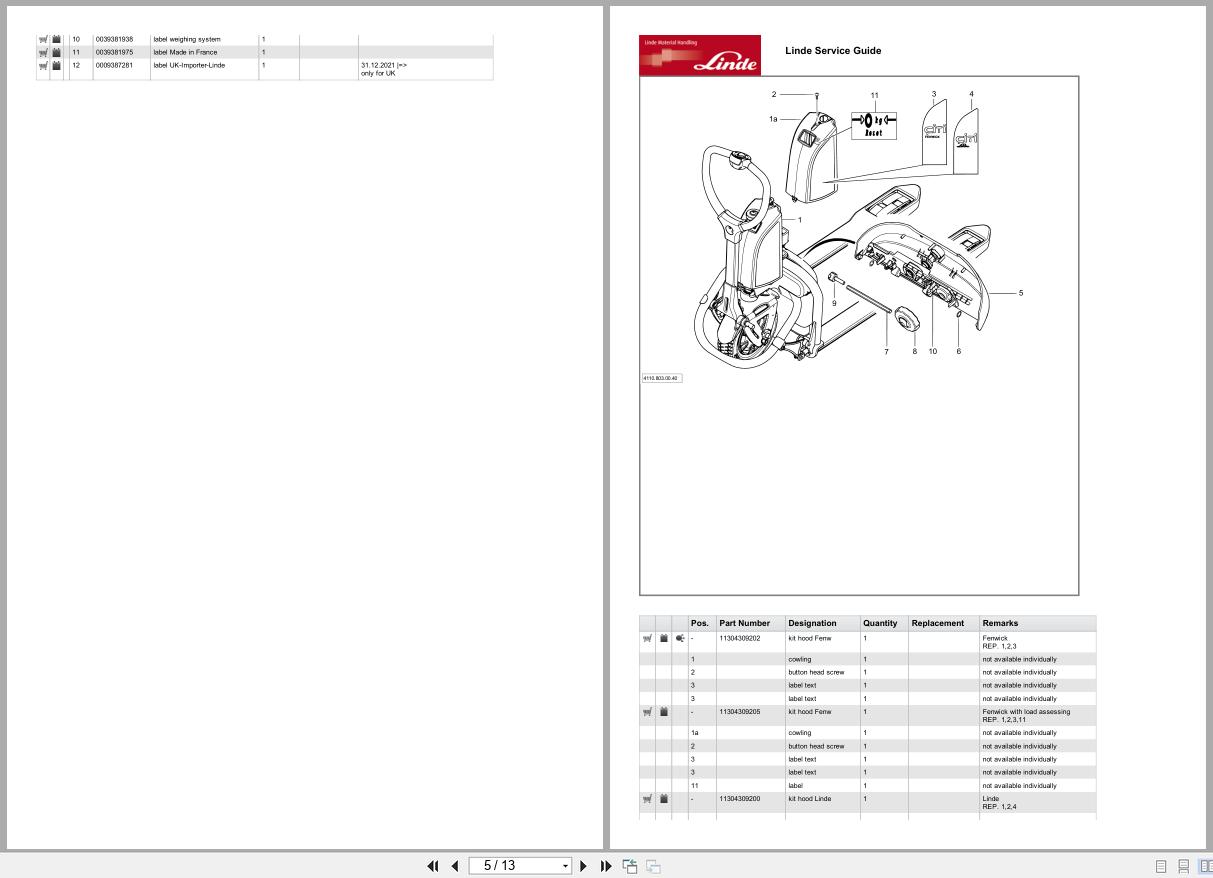 Linde Forklift T Series T1130 1 CITI One Parts Catalog (2)