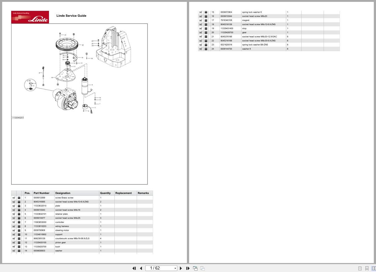 Linde Forklift T Series T1133 04 Parts Catalog (1)