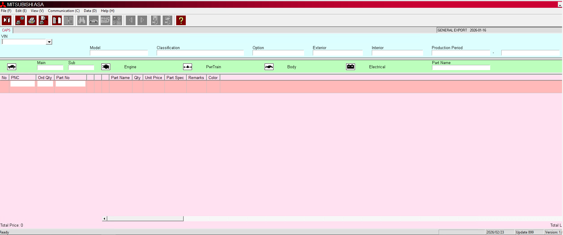 Mitsubishi EPC ASA M80 899 01.2026 General Export Region Spare Parts Catalog 1