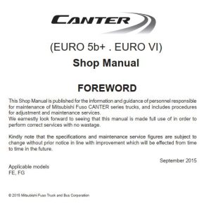 Mitsubishi FUSO CANTER TF1 Workshop Manual EURO 5b EURO 6 SMCM1500 1
