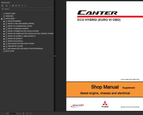 Mitsubishi FUSO Canter EURO VI OBD Shop Manual 2016 1