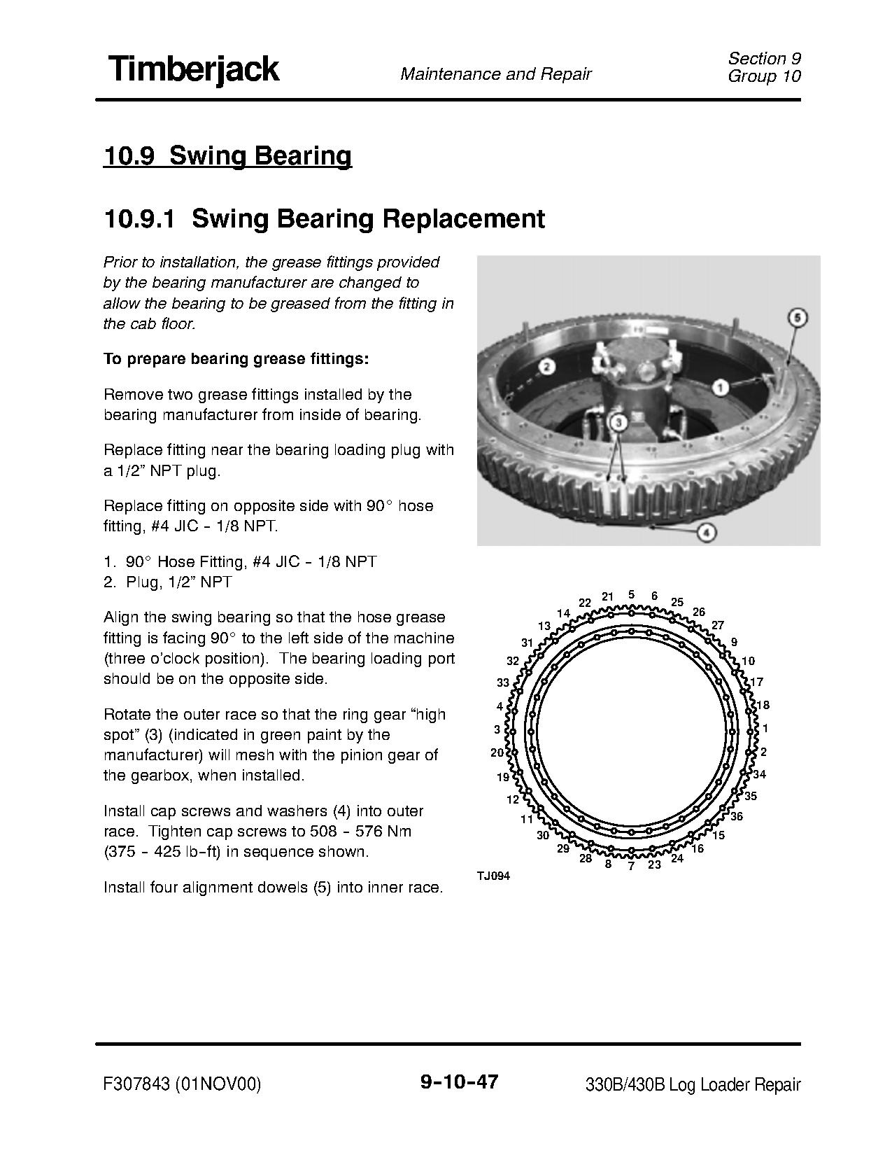 TimberJack 330B and 430B Log Loaders Technical Manual TMF307843 (2)