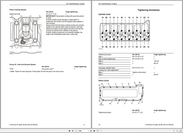 Volvo Penta Engines D9 Group 20 26 Workshop Manual 47703722 2020 2