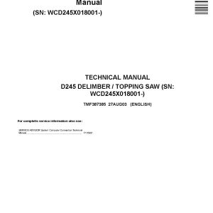 Waratah D245 Delimber Topping Saw Technical Manual TMF387385 (1)