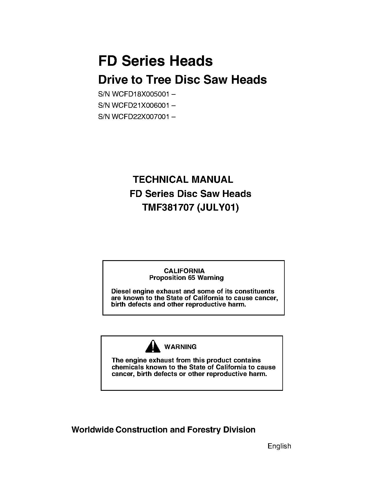 Waratah FD18 FD21 FD22 Felling Heads Technical Manual TMF381707 (1)