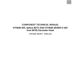 Waratah HTH626 Harvesting Heads Component Technical Manual CTM10005 (1)