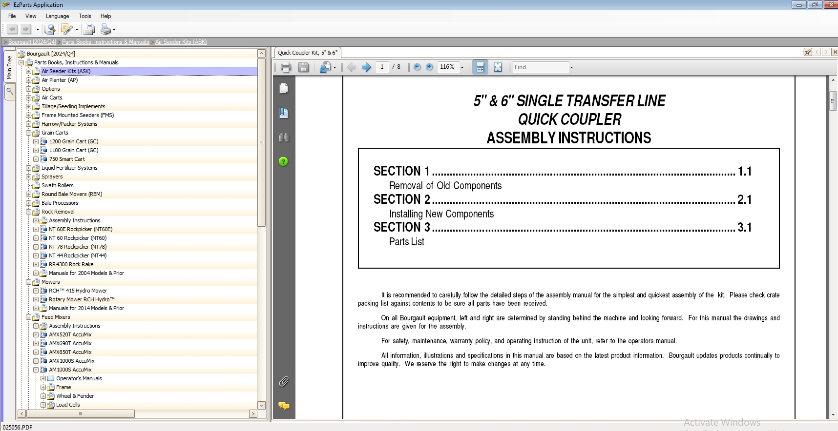 Bourgault 2024 Q4 Parts Book Instructions Documentation VMware 2