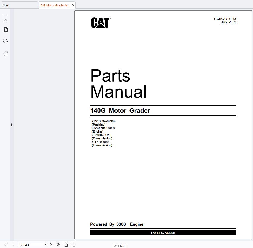 CAT Motor Grader 140G Parts Manual CCRC1709 43 (1)