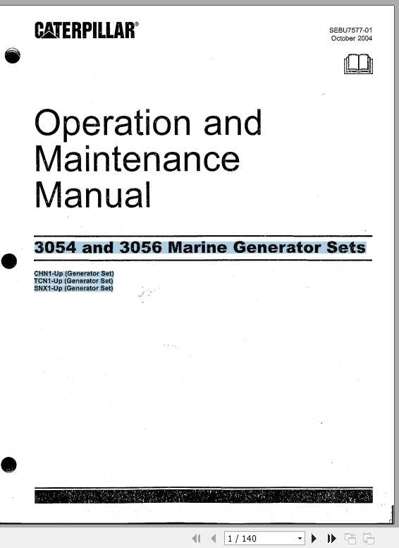 Caterpillar Marine Engine 3054 3056 Operation Maintenance Manual 1
