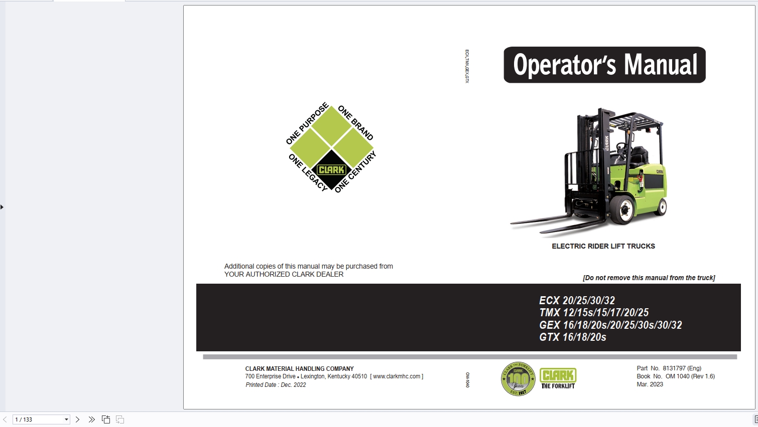Clark Forklift 2025 Operators Manual PDF 2.37GB (2)