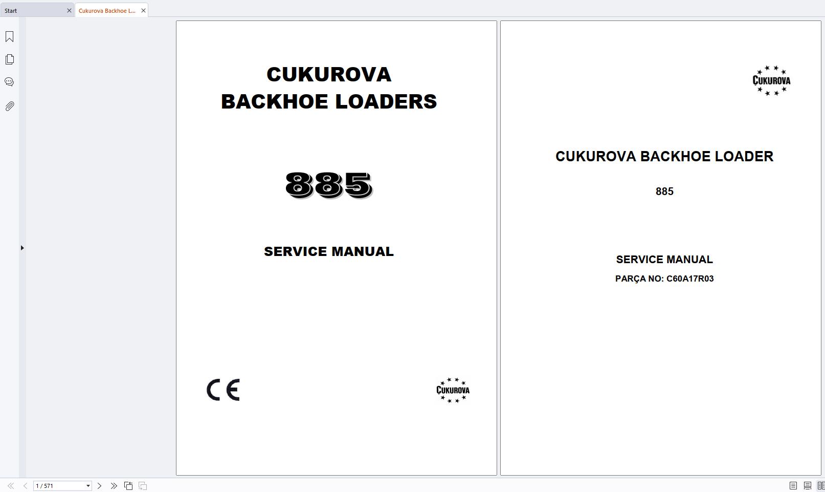 Cukurova Backhoe Loaders 885 Service Manual C60A17R03 (1)