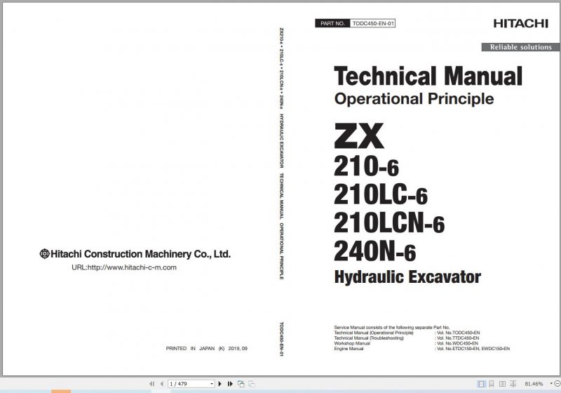 Hitachi Excavator ZX210 6 ZX210LC 6 ZX210LCN 6 ZX240N 6 Technical Workshop Manual 1