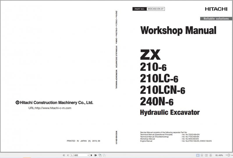 Hitachi Excavator ZX210 6 ZX210LC 6 ZX210LCN 6 ZX240N 6 Technical Workshop Manual 2