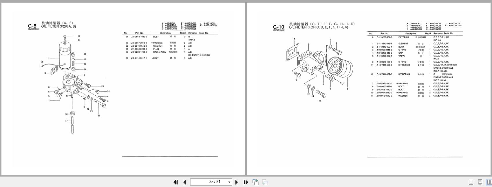 Isuzu Diesel Engine A 6BG1QC to A 6BG1QC05S Parts Catalog L34 2 2015 EN ZH (2)