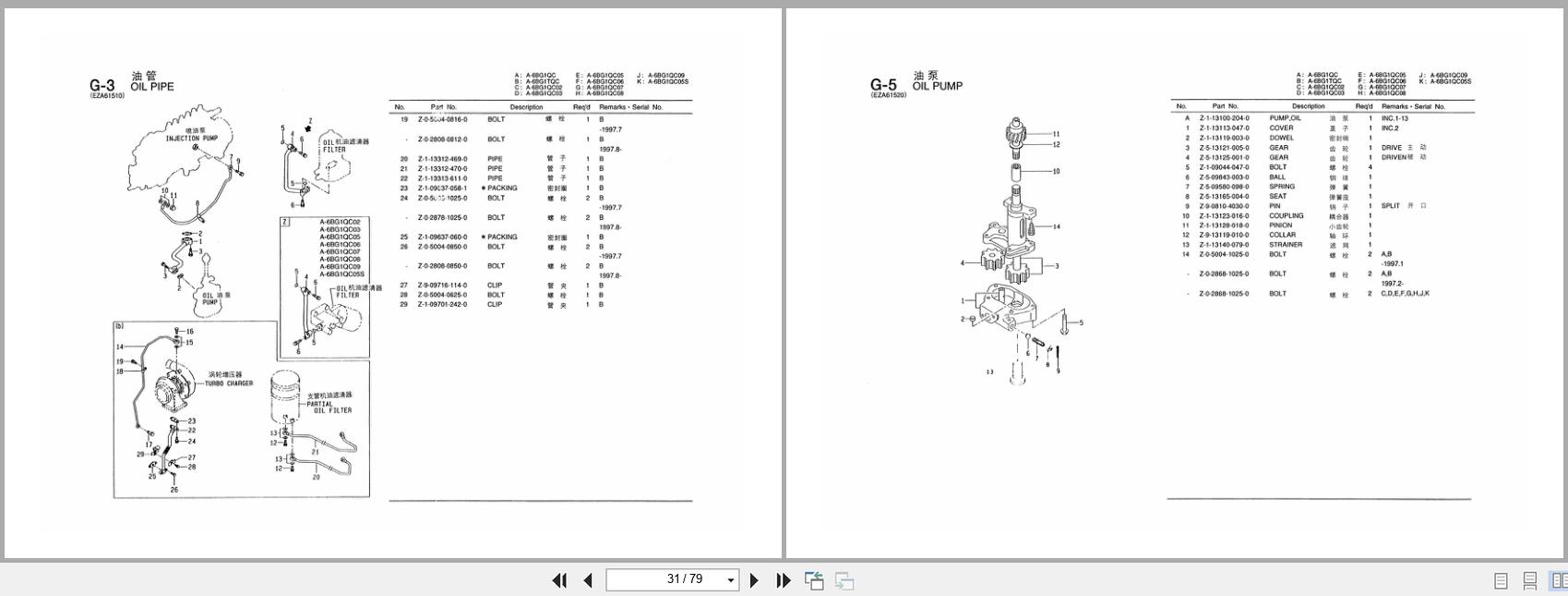 Isuzu Engine 6BG1 Series A 6BG1QC to A 6BG1QC05S Parts Catalog EN ZH (2)