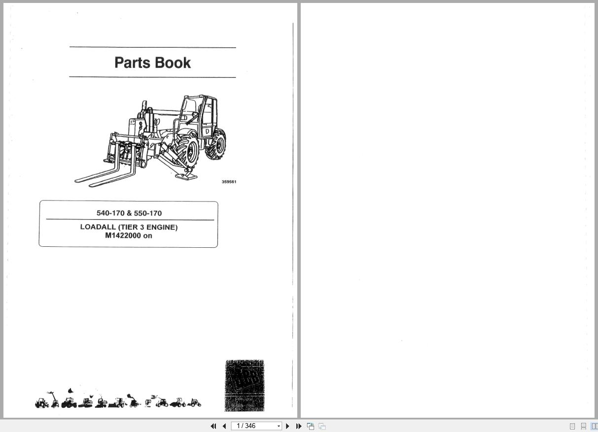 JCB Telehandler 540 170 550 170 Parts Book 98107600P 1