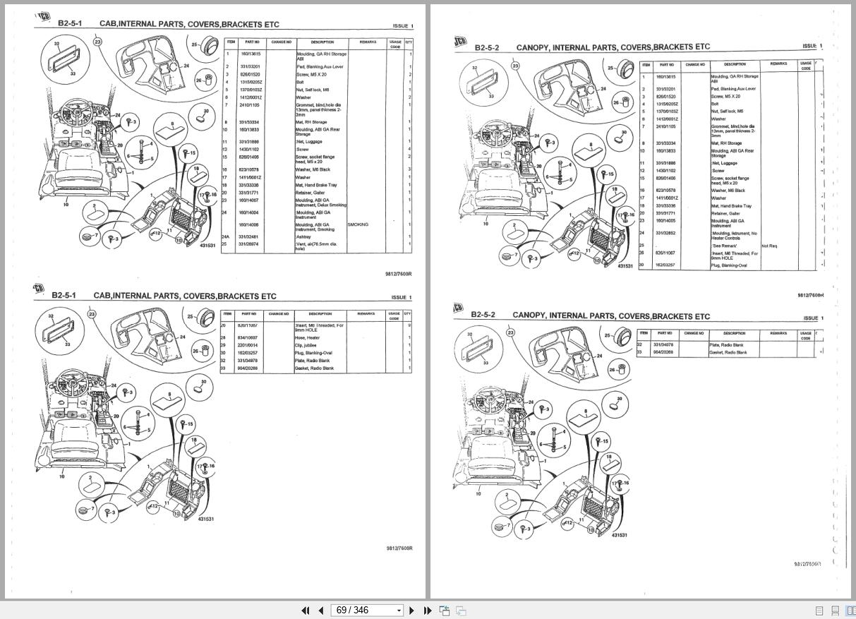 JCB Telehandler 540 170 550 170 Parts Book 98107600P 2