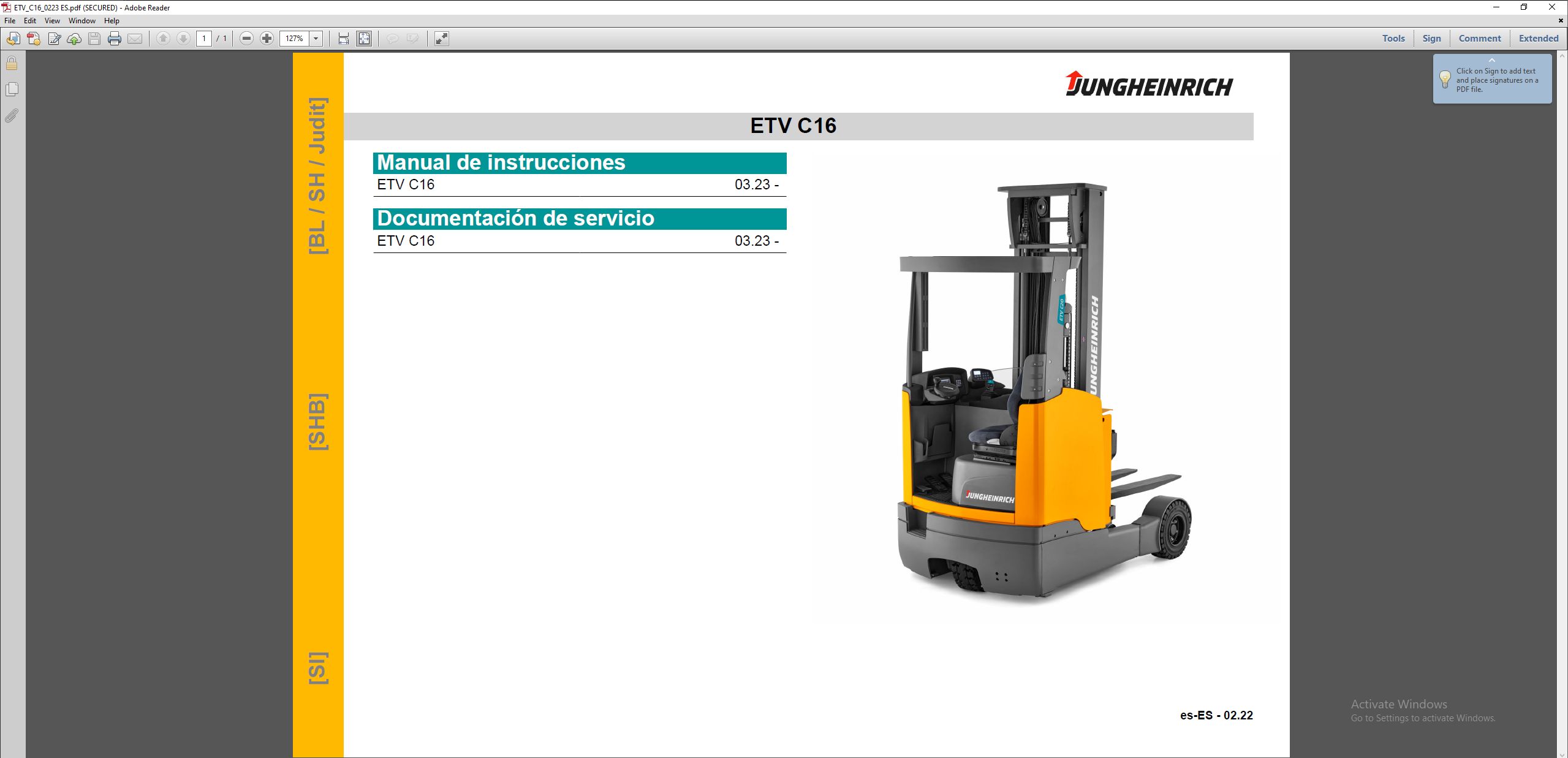 JUNGHEINRICH JETI ForkLift SH v4.37.18 ES18 08.2025 Service Information 3