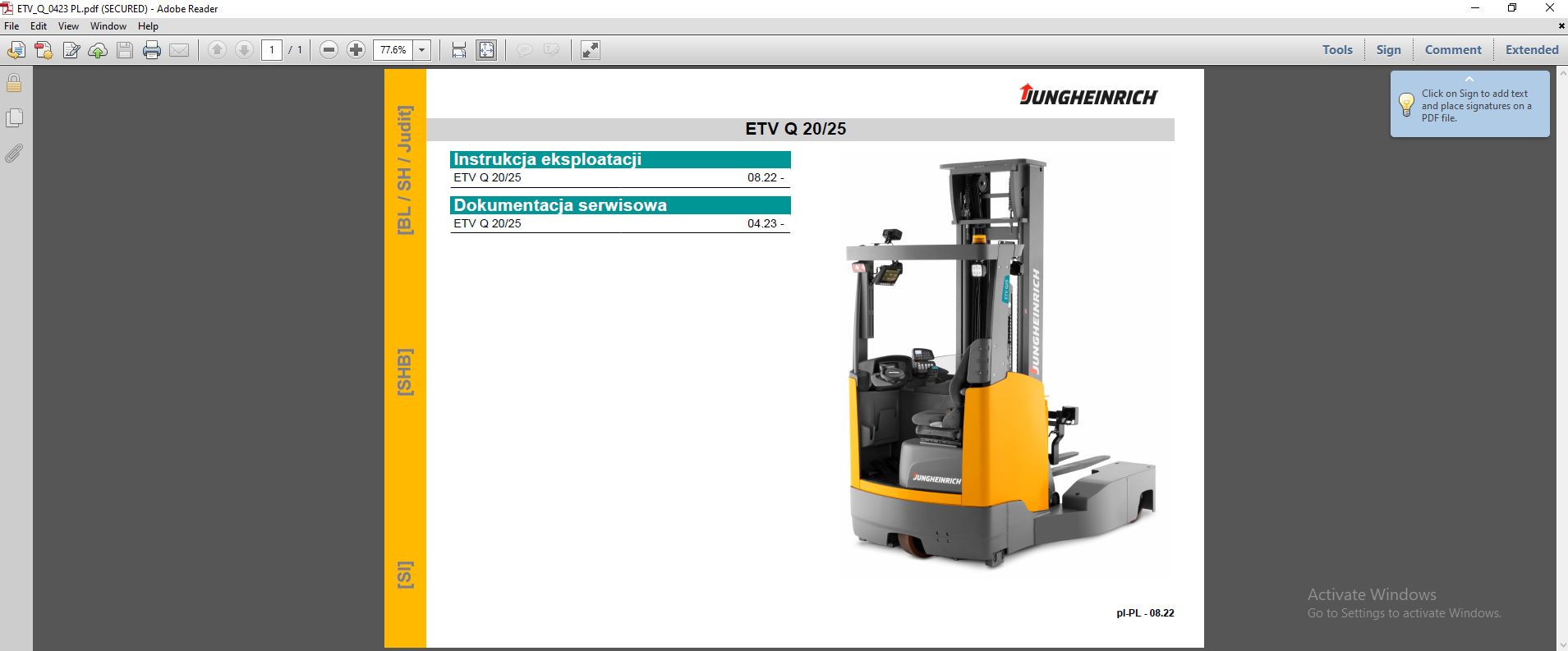 JUNGHEINRICH JETI SH v4.37 PL18 08.2025 Service Schematic Manual Program 3