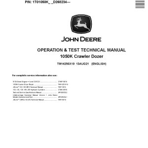 John Deere 1050K Crawler Dozers Operation Test Manual TM14256X19 (1)