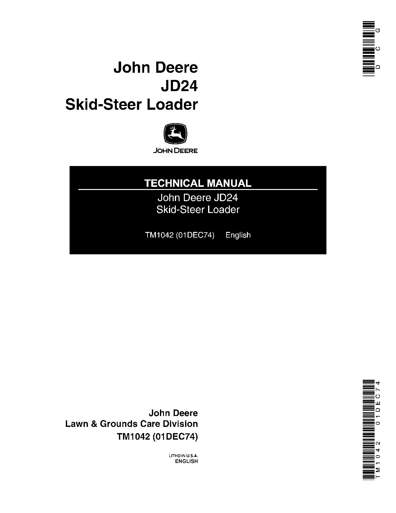 John Deere 24 JD24 Skid Steer Loaders Technical Manual TM1042 (1)