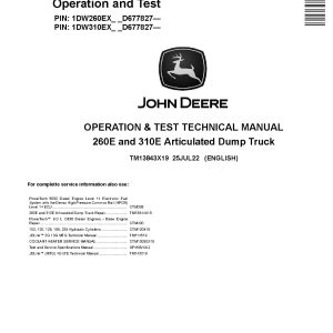 John Deere 260E 310E Articulated Dump Trucks Operation and Test Manual TM13843X19 (1)