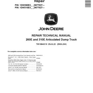 John Deere 260E 310E Articulated Dump Trucks Repair Manual TM13844X19 (1)