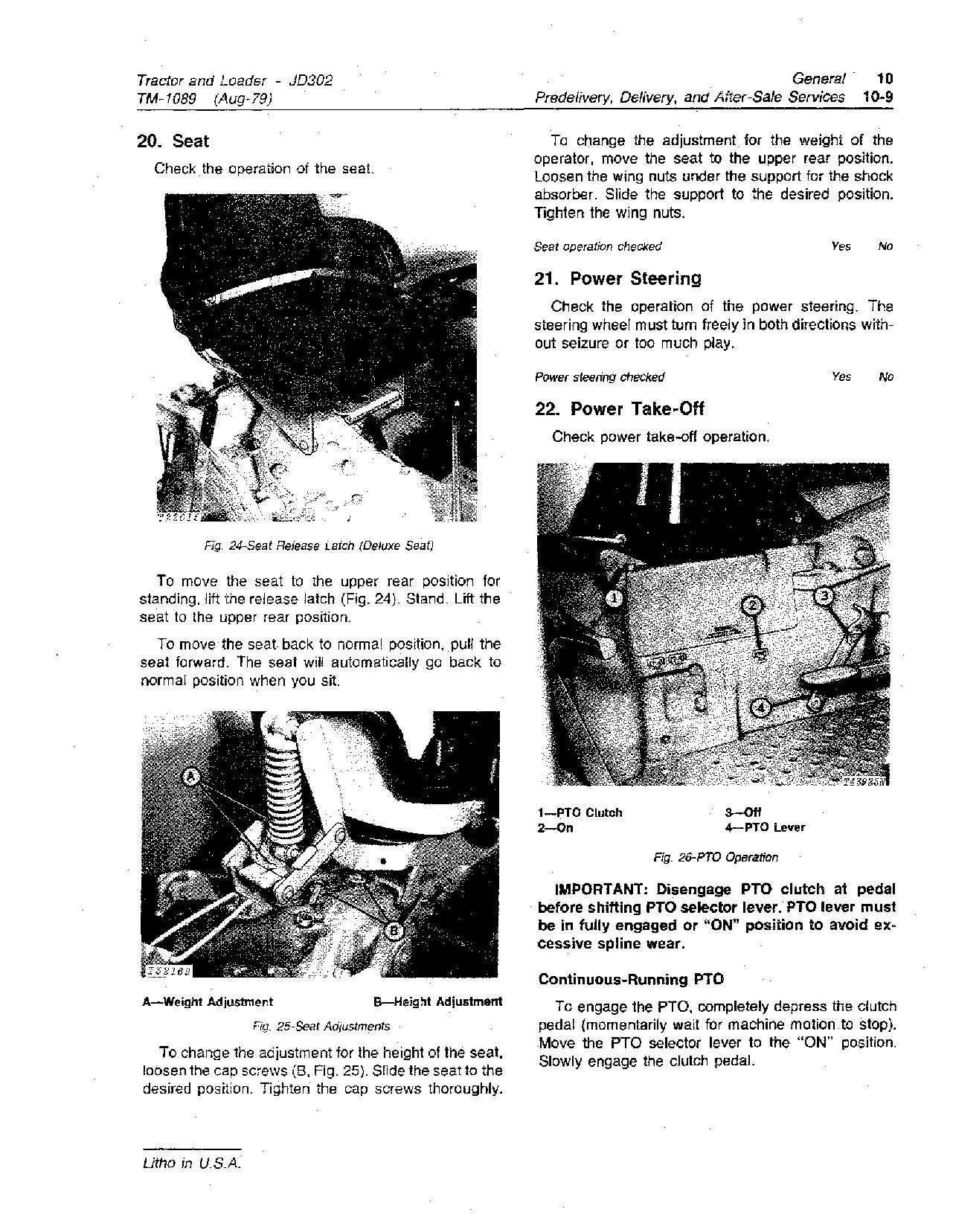 John Deere 302 JD302 Tractor Loaders Technical Manual TM1089 (2)