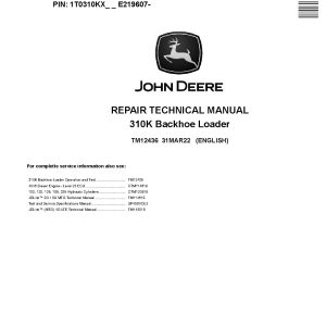 John Deere 310K Backhoe Loaders Repair Manual TM12436 (1)