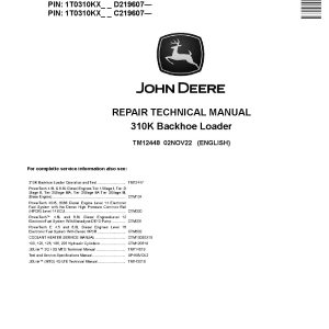 John Deere 310K Backhoe Loaders Repair Manual TM12448 (1)