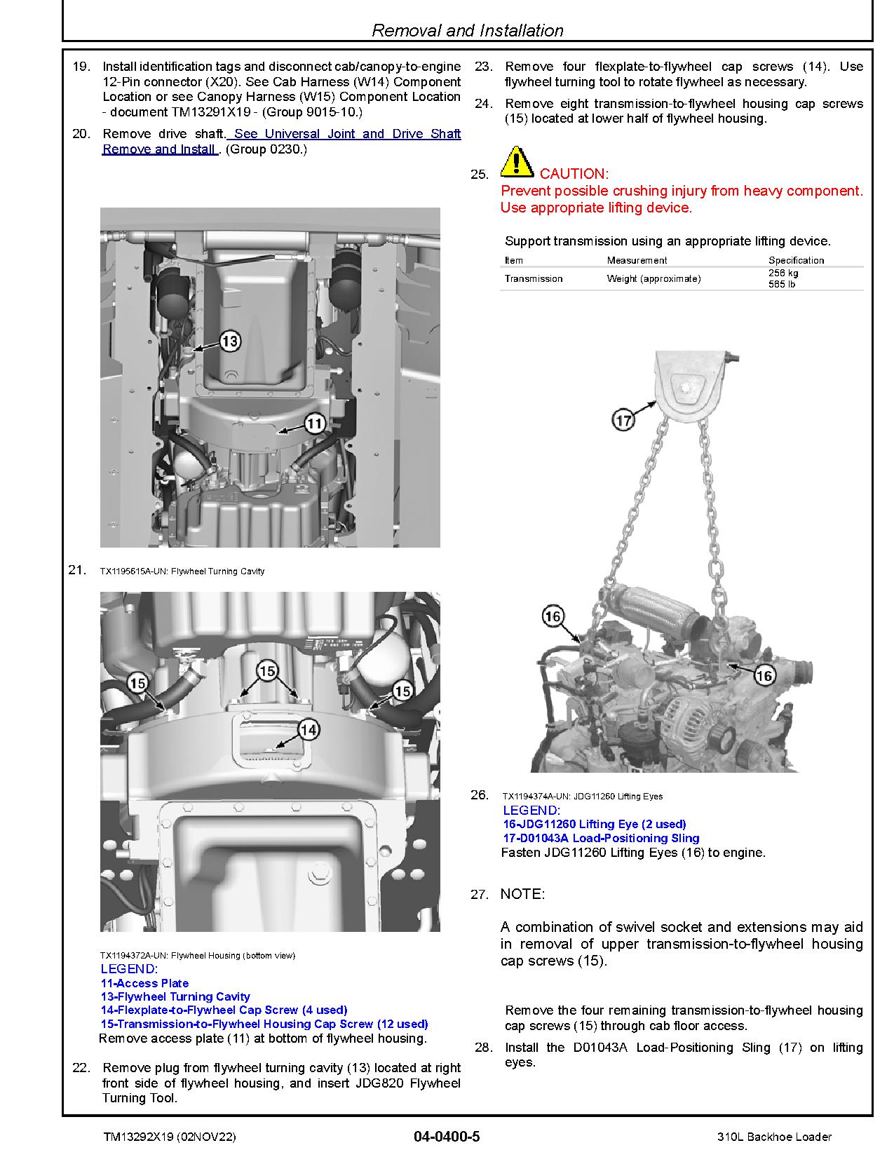 John Deere 310L Backhoe Loaders Repair Manual TM13292X19 (2)