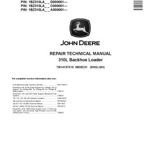 John Deere 310L Backhoe Loaders Repair Manual TM14157X19 (1)