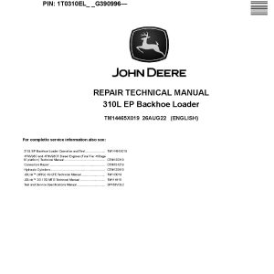 John Deere 310L Backhoe Loaders Repair Manual TM14465X019 (1)