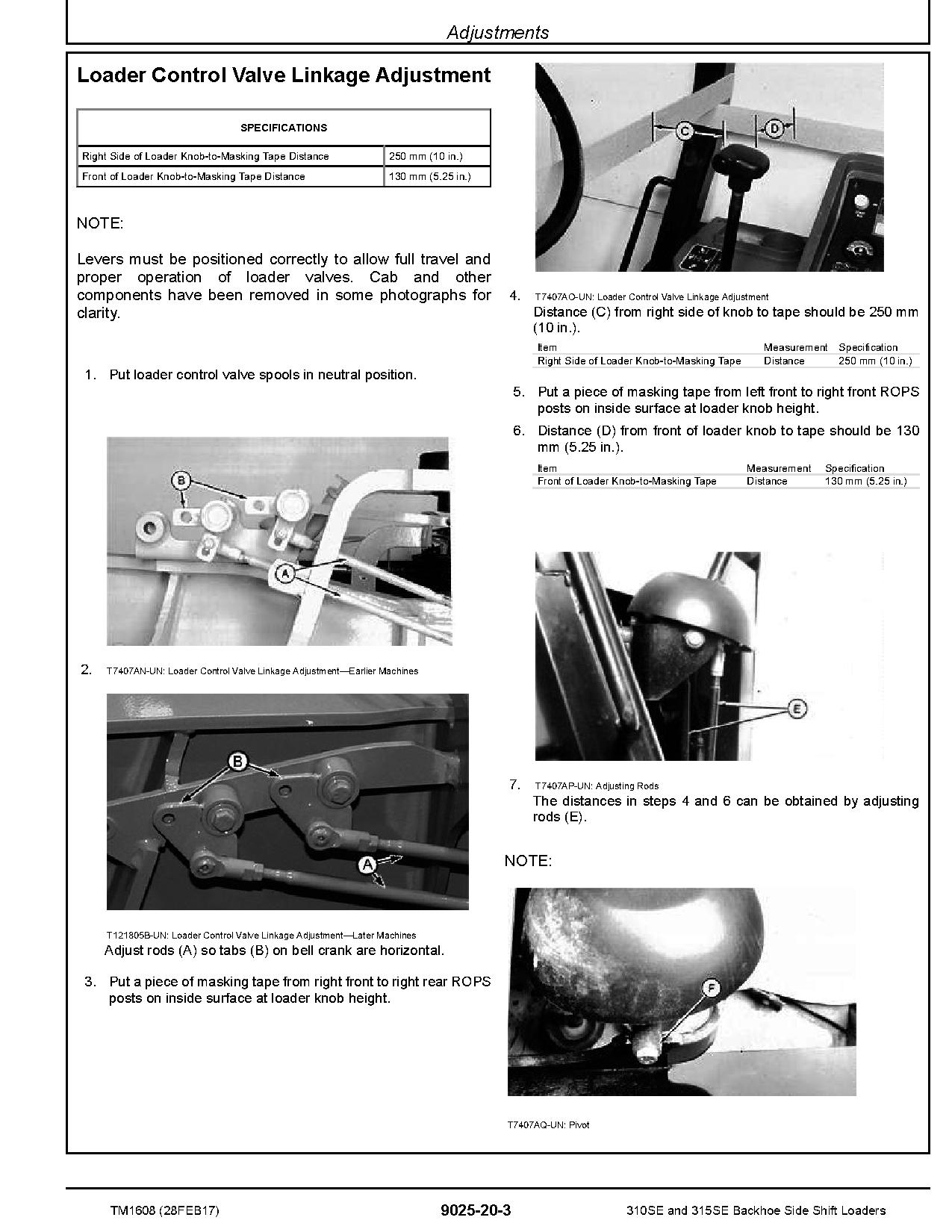 John Deere 310SE 315SE Side Shift Backhoe Loaders Operation and Test Manual TM1608 (4)