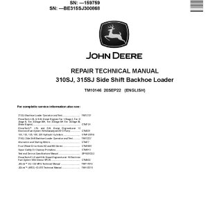 John Deere 310SJ Side Shift Backhoe Loaders Repair Manual TM10146 (1)