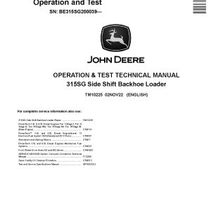 John Deere 315SG Side Shift Backhoe Loaders Operation and Test Manual TM10225 (1)