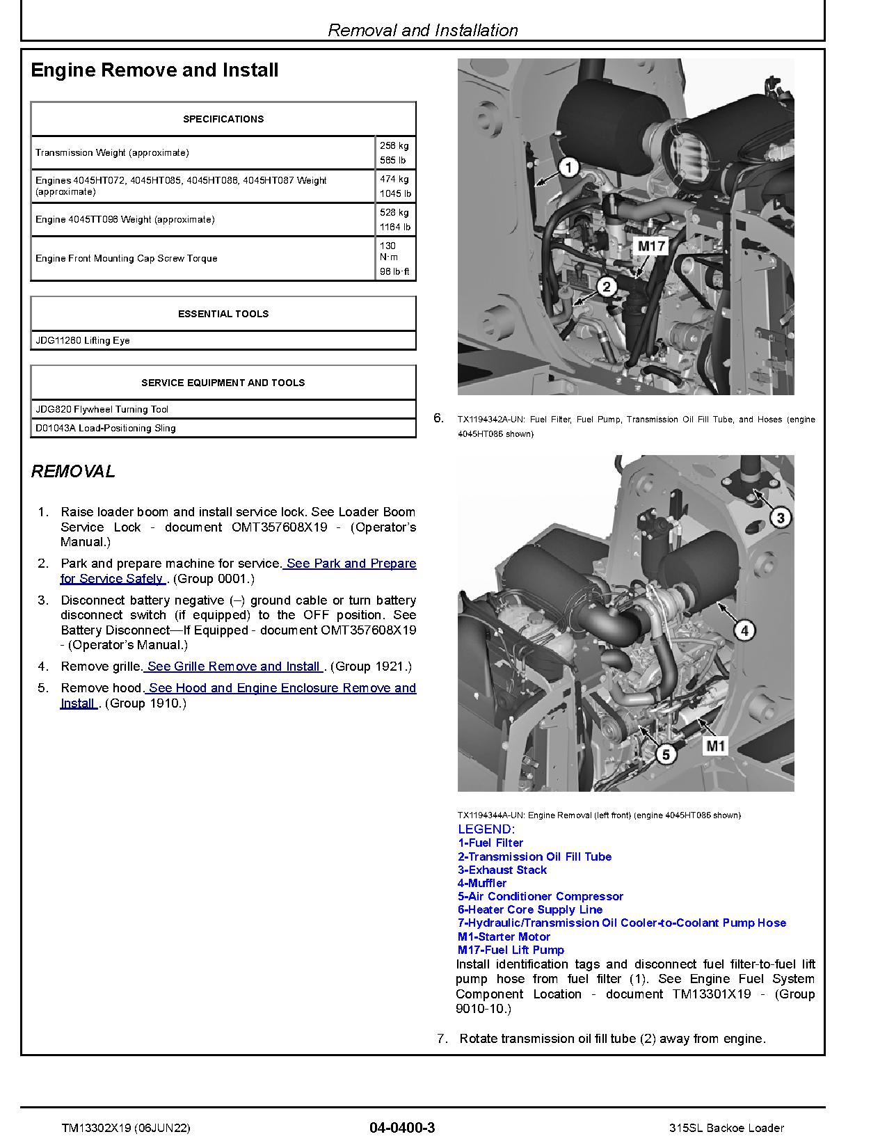 John Deere 315SL Side Shift Backhoe Loaders Repair Manual TM13302X19 (2)