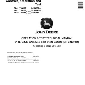 John Deere 318E 320E 324E Skid Steer Loaders Operation and Test Manual TM13085X19 (1)